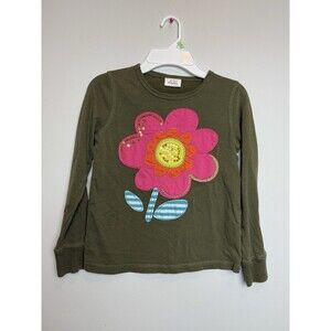 Mini Boden Long Sleeve Applique Tee - Flower Applique, Sequins - 7 - 8 Y